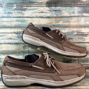 Dunham Boat Shoe Captain Mens Sz 9XXW Tan Leather Lace Up Comfort Preppy Loafers